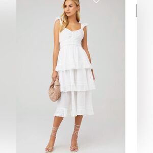 Cleobella Amora White Sleeveless Tiered Cotton Midi Dress Women’s Size Medium